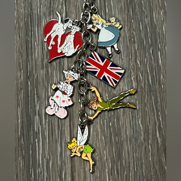 Epcot UK Pavilion Keychain Alice Mary Poppins 101 Dalmatians Disney Parks NEW - Picture 4 of 4